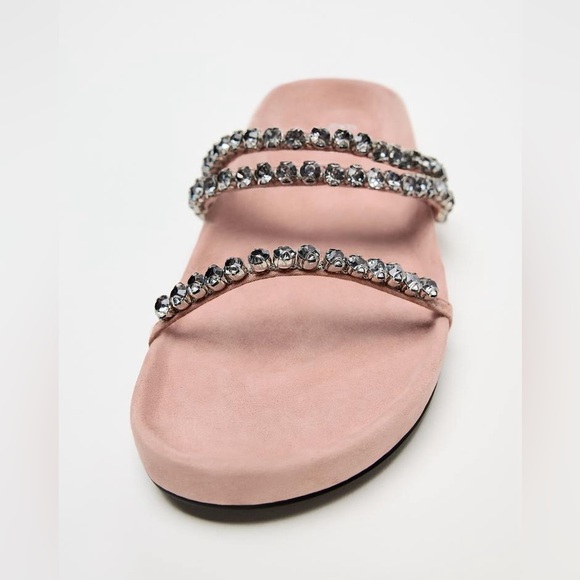 ZARA RHINESTONE FLAT SANDALS - Picture 5 of 12